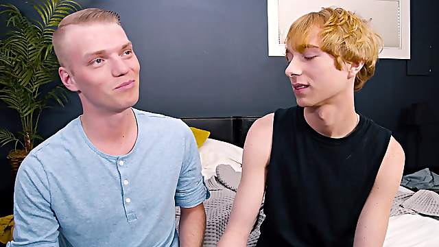 Two amateur guys having first time gay experience for money