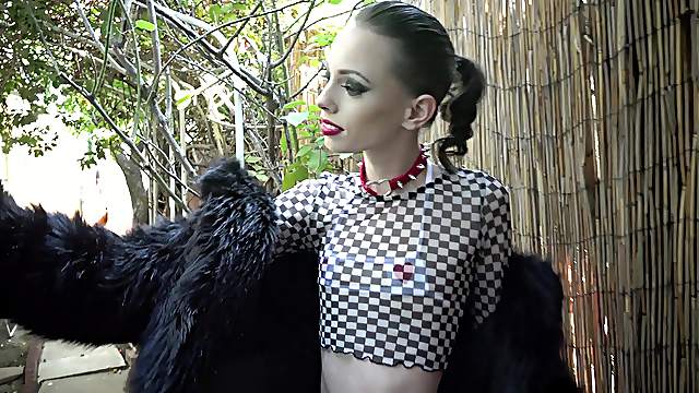 Skinny blonde slut Aria Haze teases with pics and gets her pussy fingered