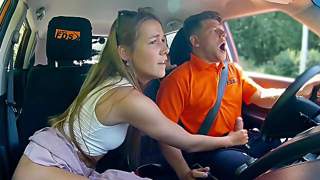 Alexis Crystal fails the driving test and gets fucked to pass