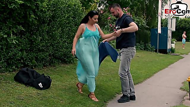 German skinny brunette milf seduces guy -2