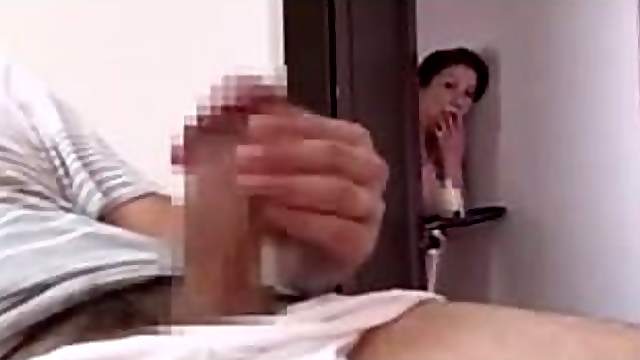 Chubby mature Japanese woman masturbates