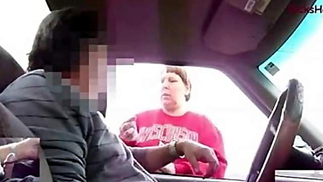 Truck driver flash his dick