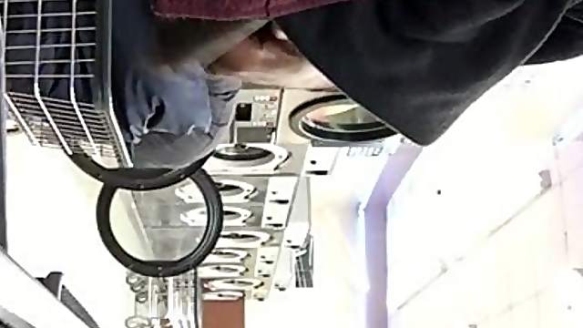 Jerking dick in the laundry
