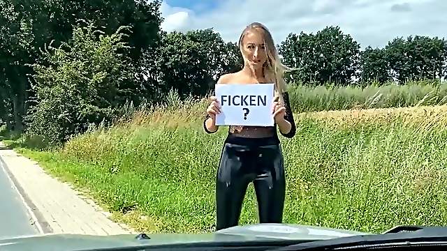 Blonde hitchhikes for sex and gets fucked by a stranger