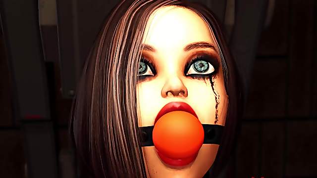 Lesbian fuck in jail! Ball gagged young woman gets fucked hard