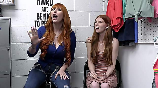 Redhead cuties Jane Rogers and Lauren Phillips get fucked in the office