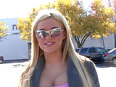Sexy blonde Crista Moore makes a guy happy by riding his dick
