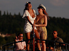 Erotic porn video on the boat with good looking chicks - HD