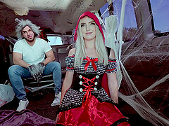 Kinky fucking during Halloween party with sexy blonde Britt Blair