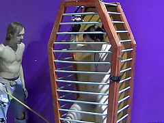 Caged twink Thomas gets tormented by Kayden