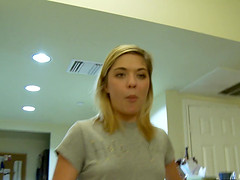 Homemade foot fetish video with blonde Lia Lor sucking a dick