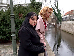 FFM threesome in the bedroom with mature woman - Sabine C.