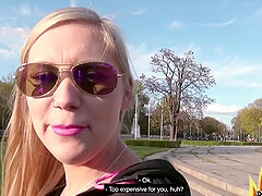 Cute blonde MILF Lena Nitro gives head and rides in cowgirl. HD