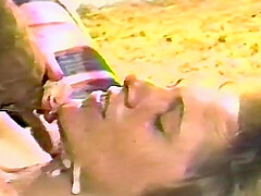 Retro porn video of a horny woman being fucked on the bed