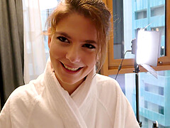 Sara Bell enjoys while giving nice blowjob in HD POV video