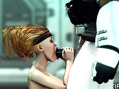 A sexy young hottie gets fucked by stormtrooper in the spaceships