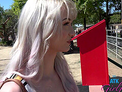 Cecelia Taylor lets a guy play with her boobs in the car