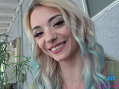 Provocative blonde roommate Cecelia Taylor bends over to be fucked