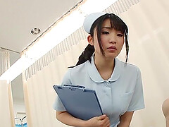 Japanese nurse removes her panties and rides a lucky patient