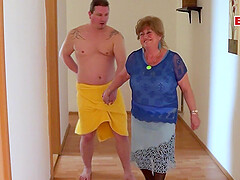 German  boyfriend fucks his old ugly bbw mature with natural boobs