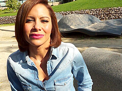 Homemade video of a brunette wife with shaved cunt being fucked