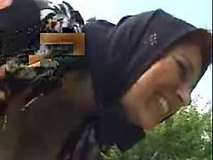Super Busty Granny Sucks Cock and Gets Her Hairy Pussy Fucked Outdoors