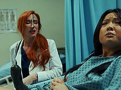 Asian nurse MILFs indulge in a steamy lesbian encounter wearing their sexy uniforms