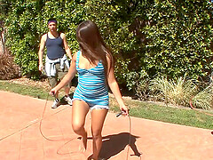 Sultry Latina Jynx basks in sunlit sports field passion with her partner