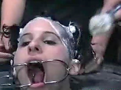 Bizarre and disgusting BDSM scene with a poor babe