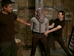 Tied up Morgan Black gets his dick sucked by Will Jasper