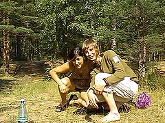 Horny chick Mary has doggy style sex with her BF in the forest