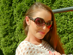 Beautiful Zara stuffs her nice pussy with a huge dildo