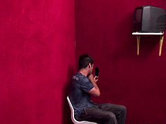 Homoexual Damien sucks a big dick in a gloryhole video
