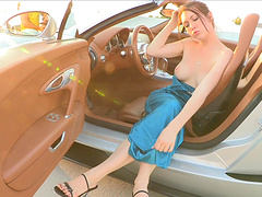 Beautiful Meghan shows her perfect boobs in a car