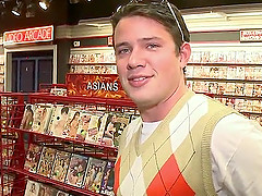 Gay man gives nice blowjob to his partner through gloryhole