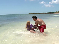 Slim blonde enjoys riding a boner on a beach in hardcore scene