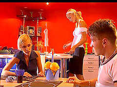 Two voracious blonde bitches take a part in FFM threesome