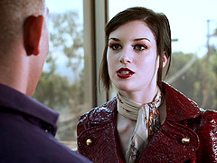 Stoya is pressed up against a window and fucked from behind