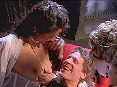 Magnificent cowgirls with big tits riding cock in epic retro threesome