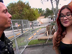 Tattooed redhead Latina with glasses getting her pussy fingered before being drilled doggystyle