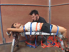 Gorgeous Latina with a hot body tied-up in her playroom
