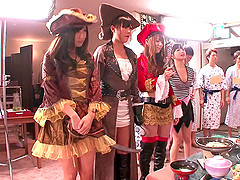 Adorable Japanese babes get fucked hardcore in a wild orgy
