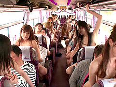 Seductive Japanese teens enjoy fucking hardcore in a bus