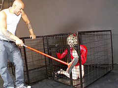 Sex slave with a shaved pussy being tortured and fucked by strangers