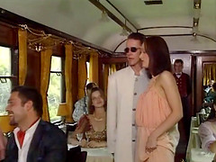Sex in the sleeping compartment of a train with hot couples