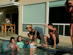 At a pool party this couple sneaks off and fucks their brains out