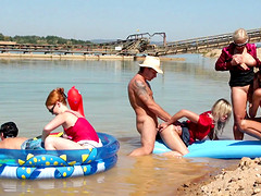 Hardcore group sex on a beach for these hot dirty sluts