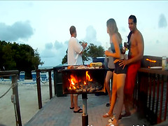 Luscious babes get pussy licked then fucked hardcore in a foursome action