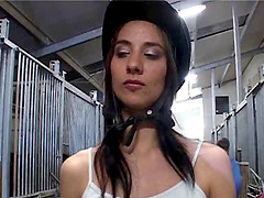 An older cowboy bangs a sexy younger cowgirl in the barn