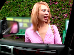 Hot girl sucks stranger's cock in his car and goes to his place
